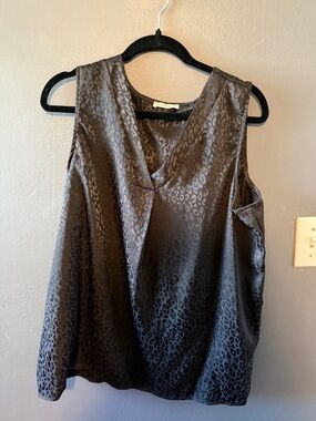 Leopard Jacquard Satin V-Neck Camisole - Black